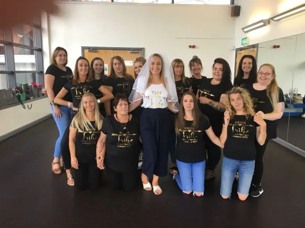 Hen party group dancing at a Britney dance class in Bath