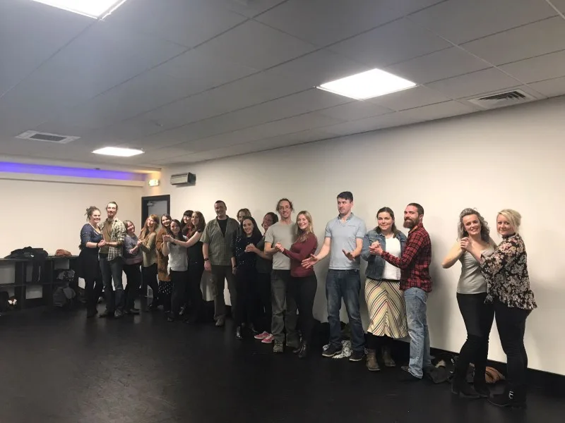 Hen party group dancing at a Strictly dance class in Dundee