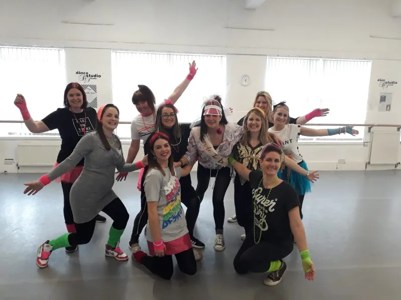 ABBA hen party dance class Hull dancers mid-routine